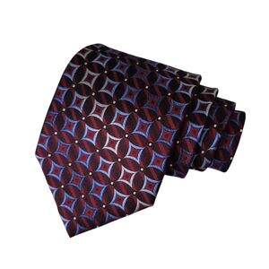 Distinction 100% Silk Tie Burgundy & Blue Geometric Diamond Pattern